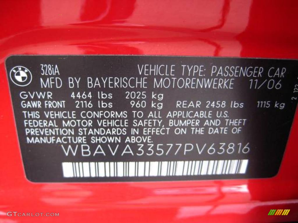 2007 3 Series 328i Sedan - Crimson Red / Black photo #22
