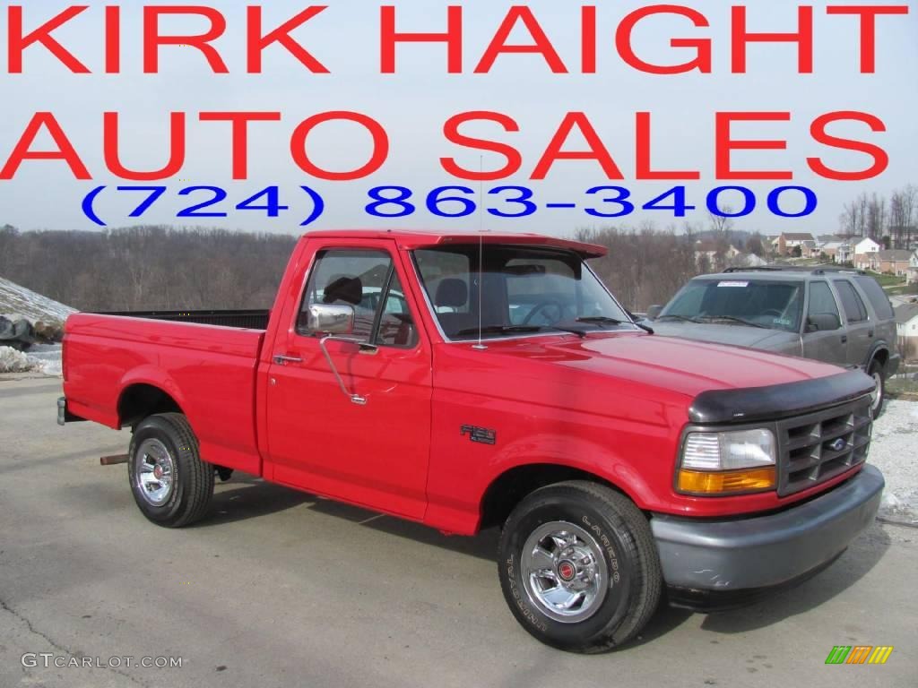 1993 F150 XL Regular Cab - Red / Red photo #1