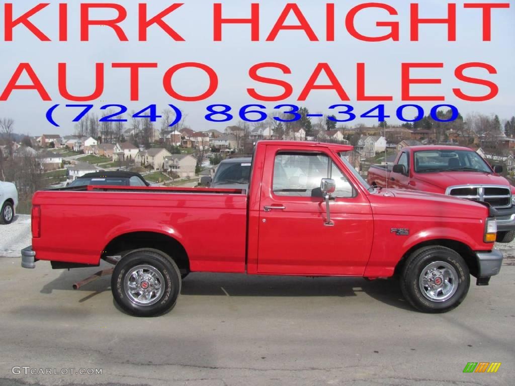 1993 F150 XL Regular Cab - Red / Red photo #2
