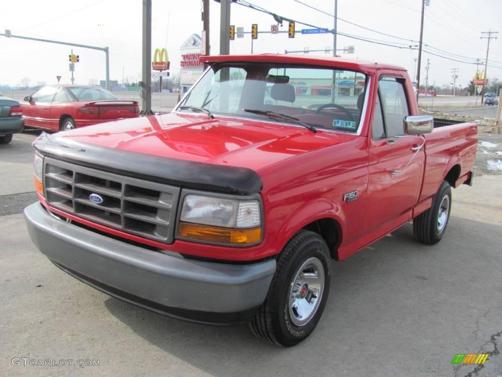 1993 F150 XL Regular Cab - Red / Red photo #6