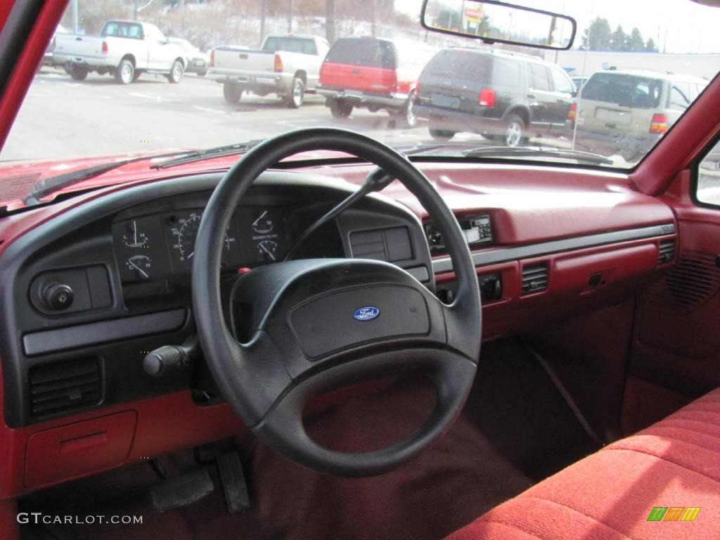1993 F150 XL Regular Cab - Red / Red photo #7