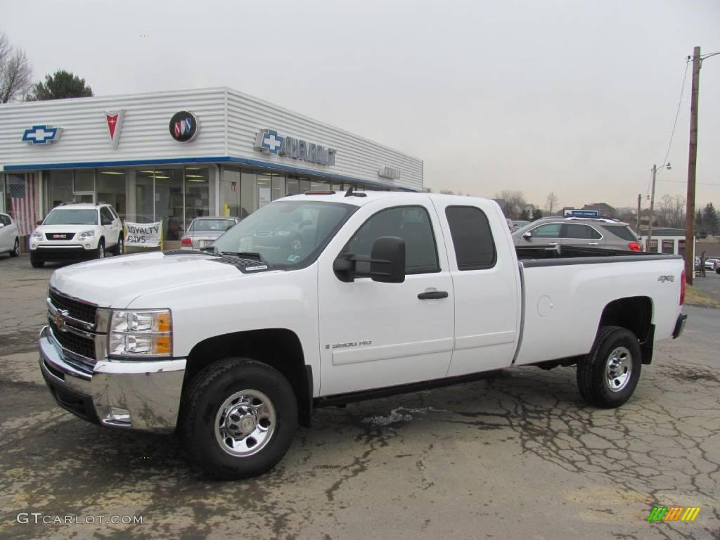 2008 Silverado 3500HD LT Extended Cab 4x4 - Summit White / Ebony photo #1