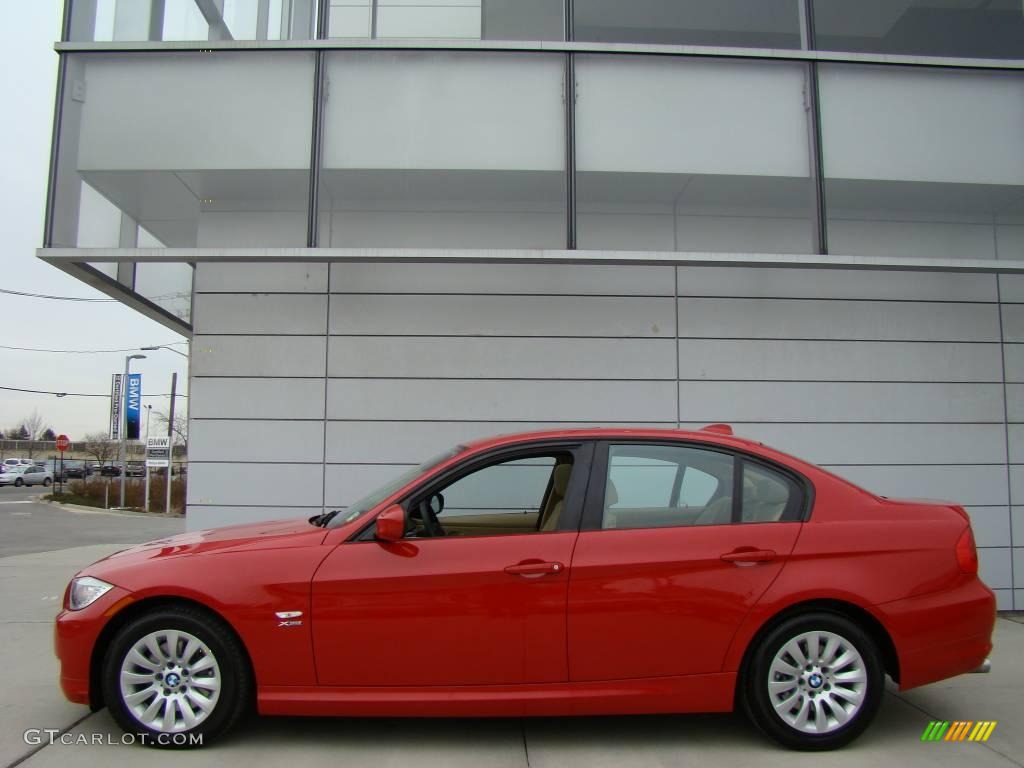 2009 3 Series 328xi Sedan - Crimson Red / Beige photo #3