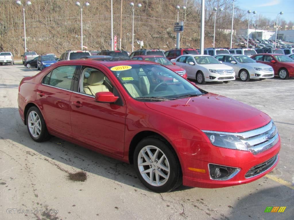 2010 Fusion SEL V6 - Sangria Red Metallic / Camel photo #4