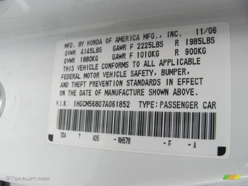 2007 Accord EX-L Sedan - Taffeta White / Ivory photo #19