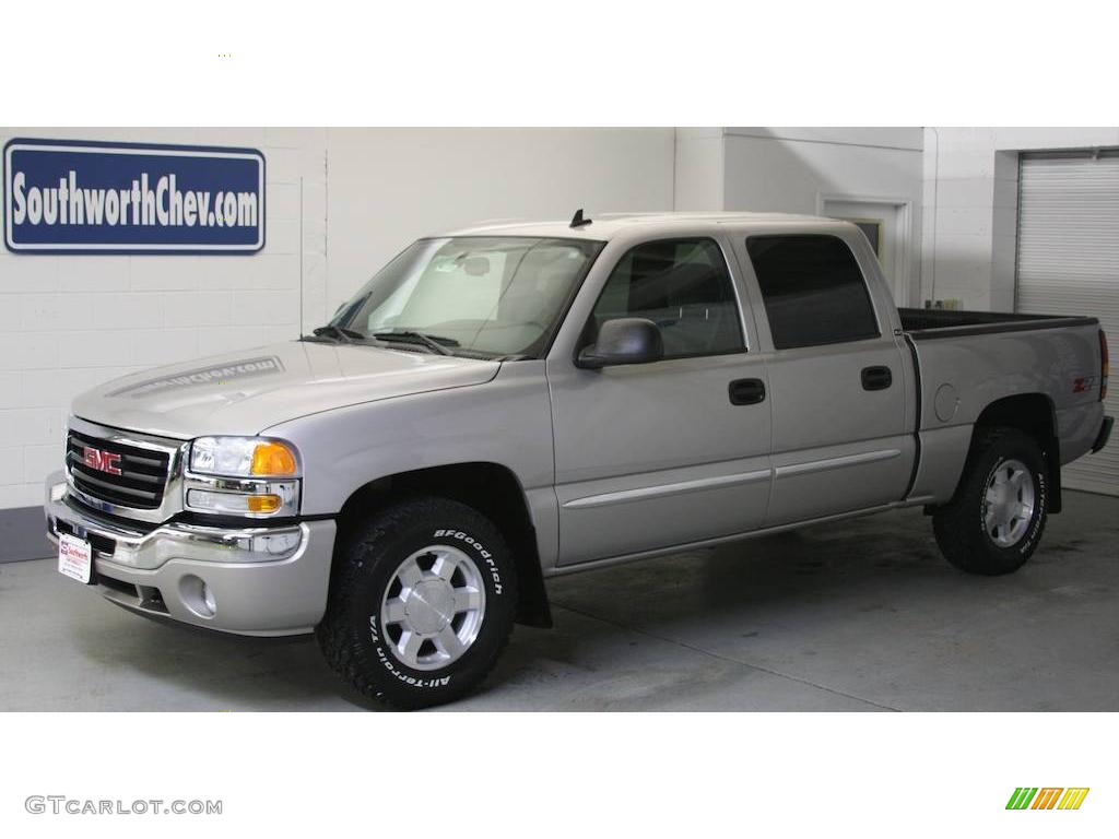 2006 Sierra 1500 SLE Crew Cab 4x4 - Silver Birch Metallic / Dark Pewter photo #1