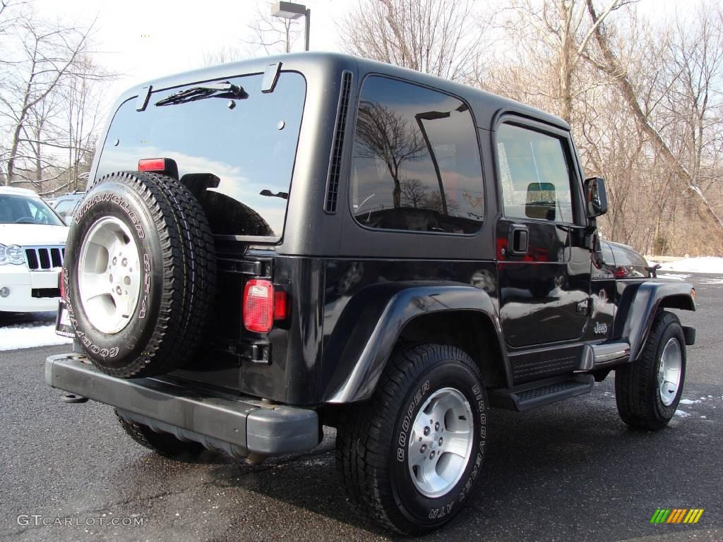 2002 Wrangler Sahara 4x4 - Black / Camel Beige/Dark Green photo #4