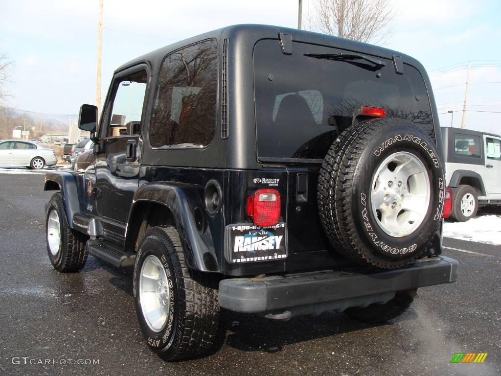 2002 Wrangler Sahara 4x4 - Black / Camel Beige/Dark Green photo #6