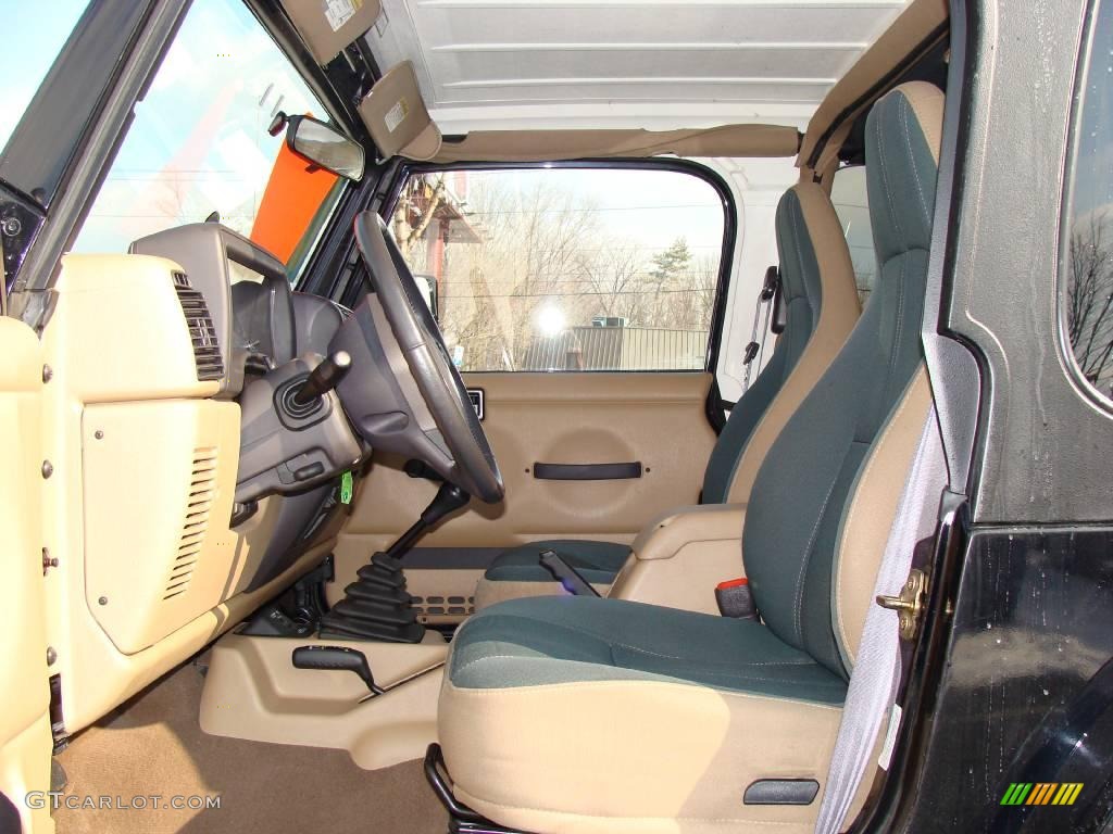 2002 Wrangler Sahara 4x4 - Black / Camel Beige/Dark Green photo #8