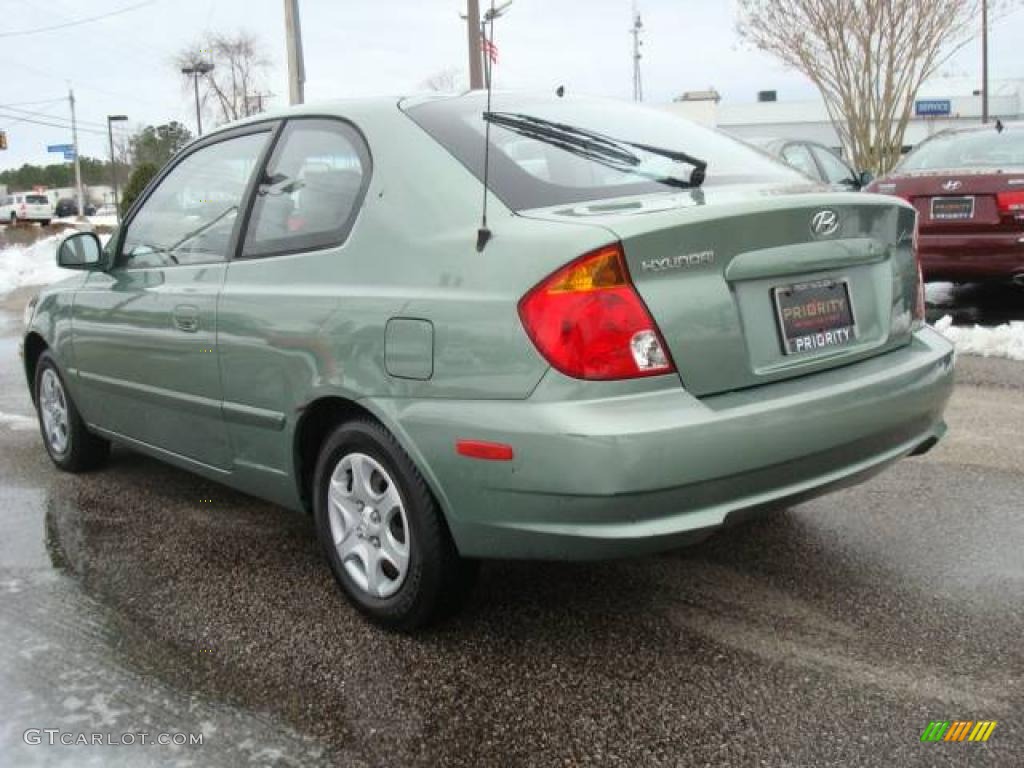 2003 Accent GL Coupe - Quartz Green Metallic / Beige photo #4