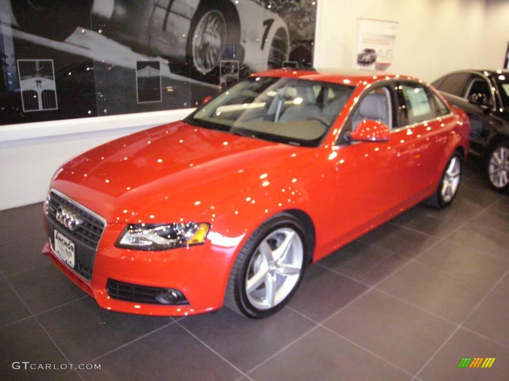 2009 A4 2.0T quattro Sedan - Brilliant Red / Light Grey photo #2