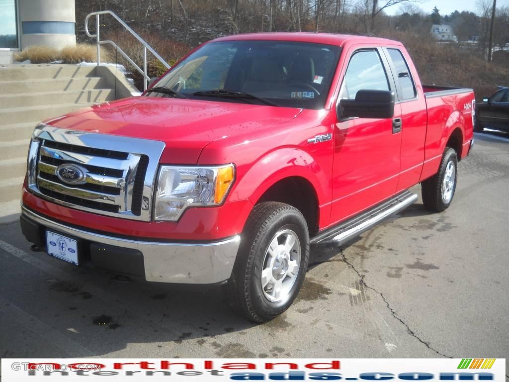 2010 F150 XLT SuperCab 4x4 - Vermillion Red / Medium Stone photo #2