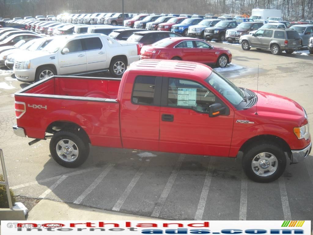 2010 F150 XLT SuperCab 4x4 - Vermillion Red / Medium Stone photo #5