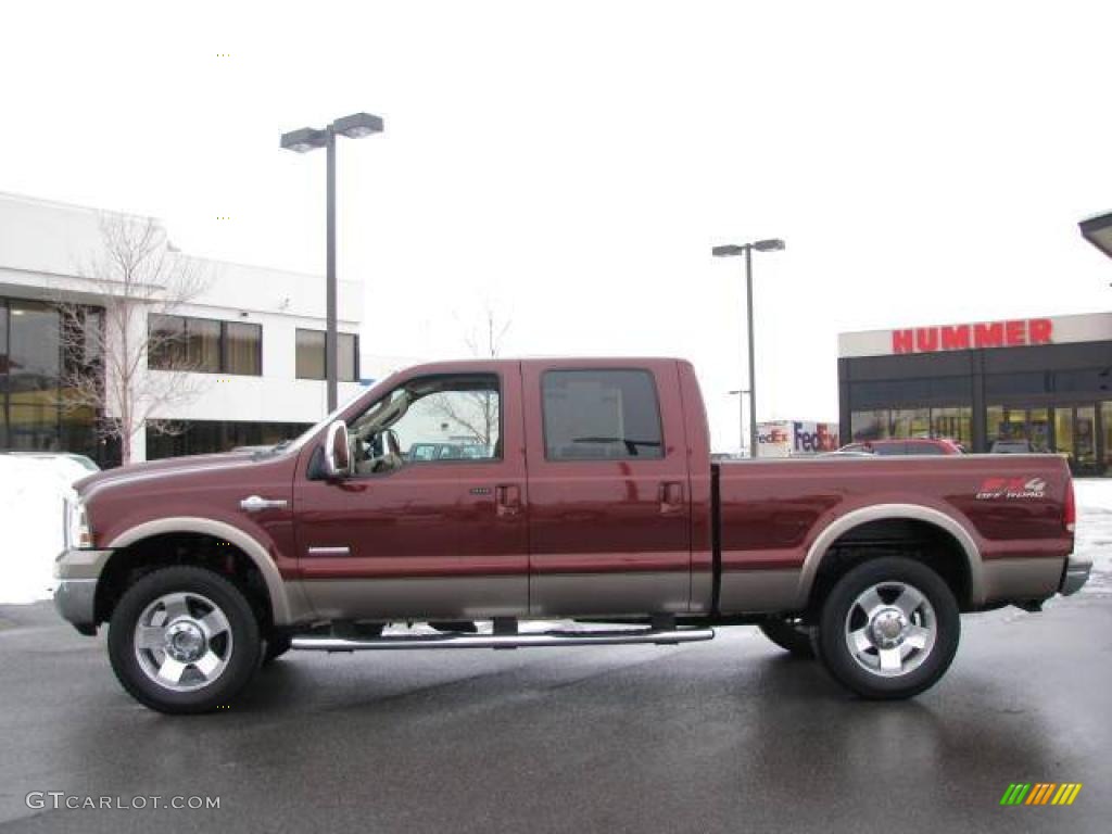 2007 F250 Super Duty King Ranch Crew Cab 4x4 - Dark Toreador Red Metallic / Castano Brown Leather photo #1