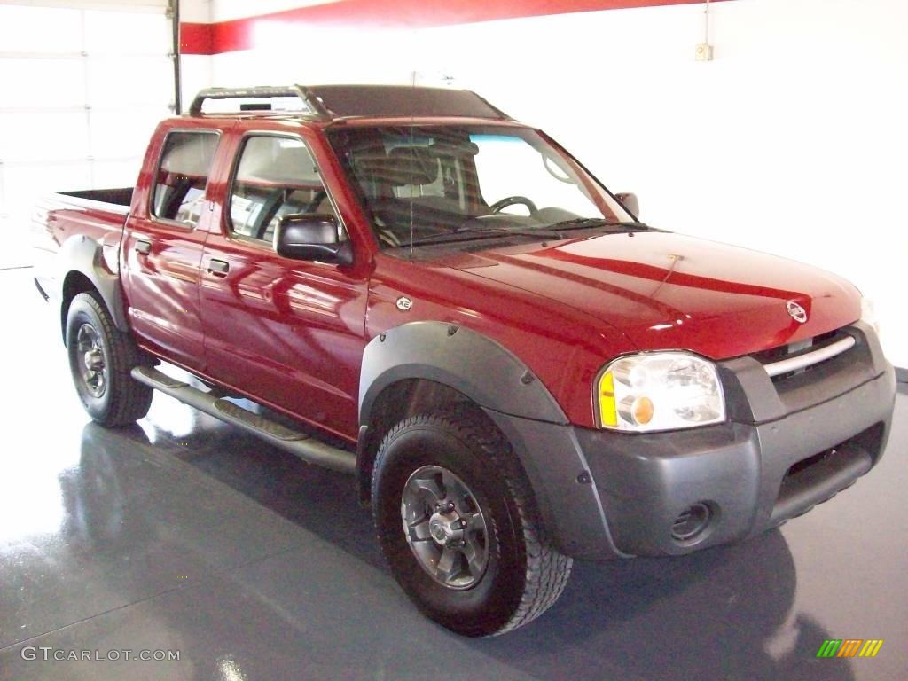 2002 Frontier XE Crew Cab 4x4 - Aztec Red / Charcoal photo #1