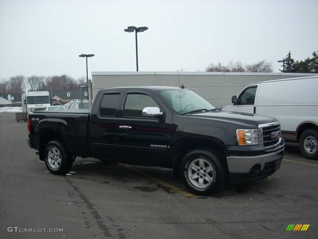 2007 Sierra 1500 SLE Extended Cab 4x4 - Onyx Black / Ebony Black photo #1