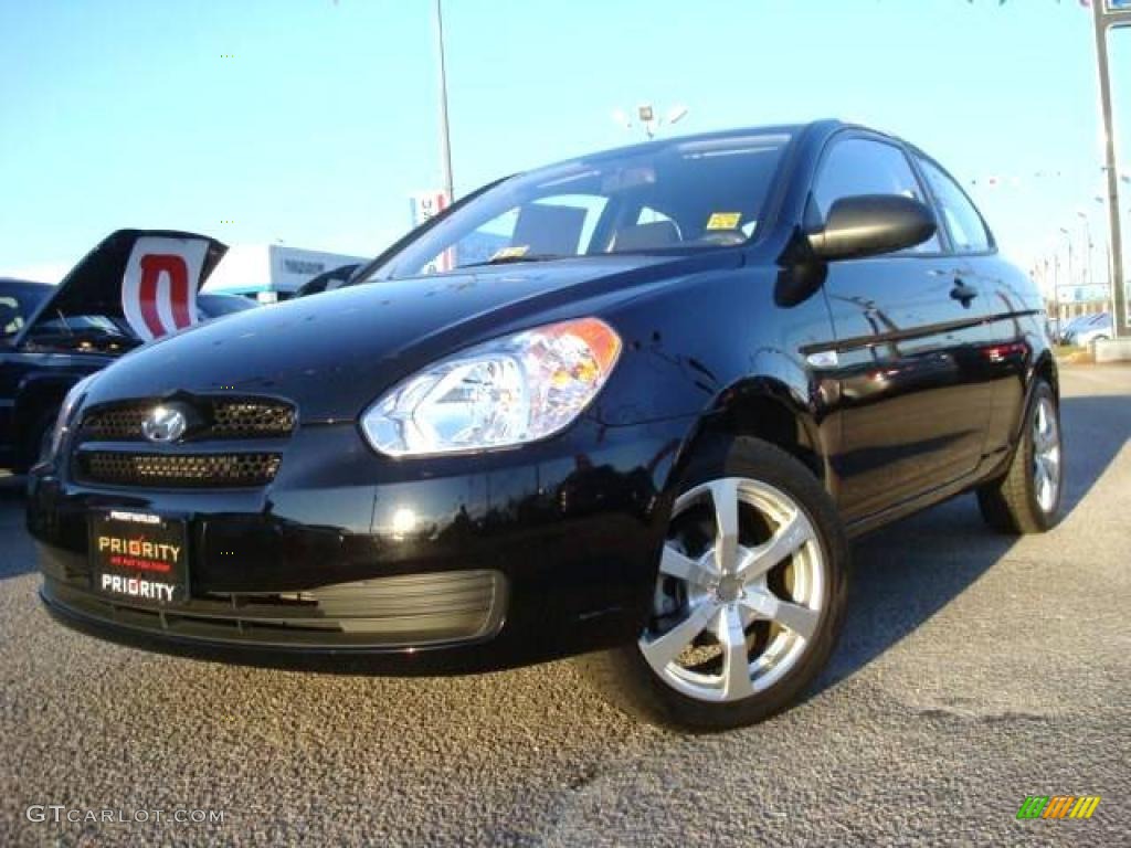 2009 Accent GS 3 Door - Ebony Black / Black photo #1