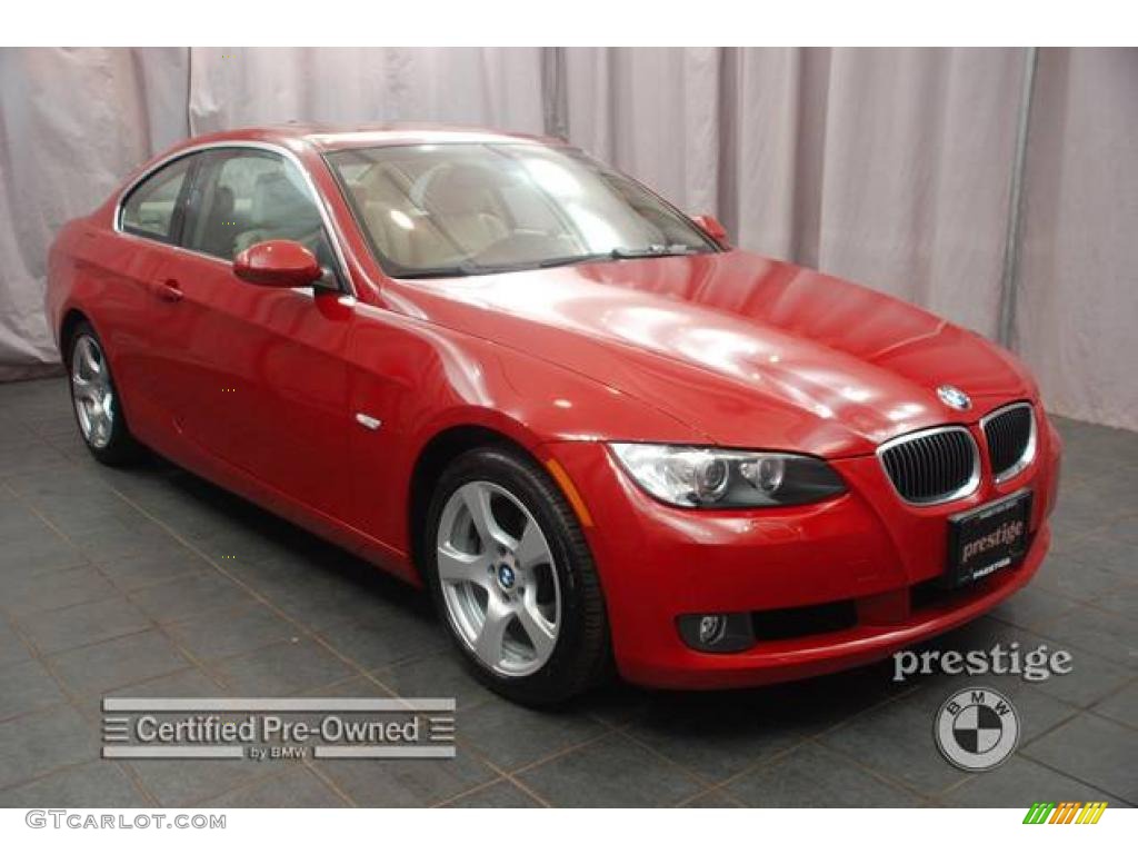 2007 3 Series 328xi Coupe - Crimson Red / Cream Beige photo #7