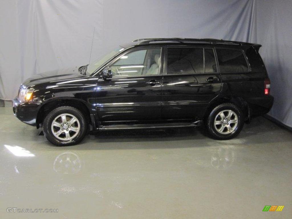 2007 Highlander V6 4WD - Black / Ivory Beige photo #2