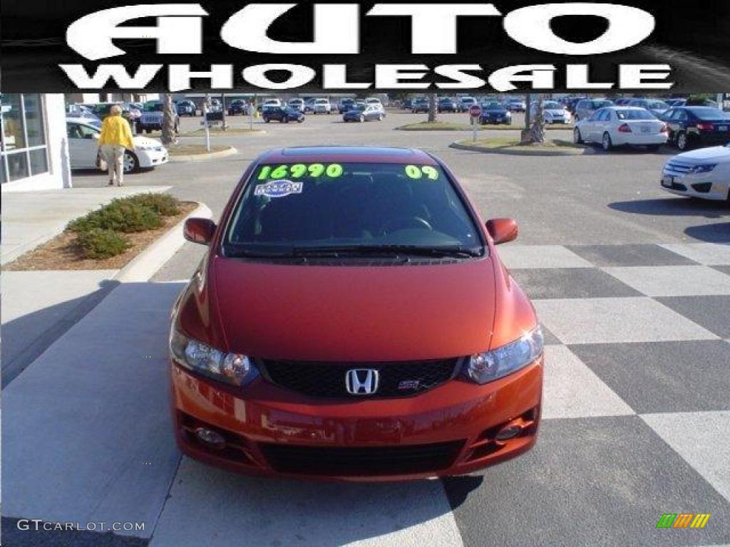 2009 Civic Si Coupe - Redline Orange Pearl / Black photo #2