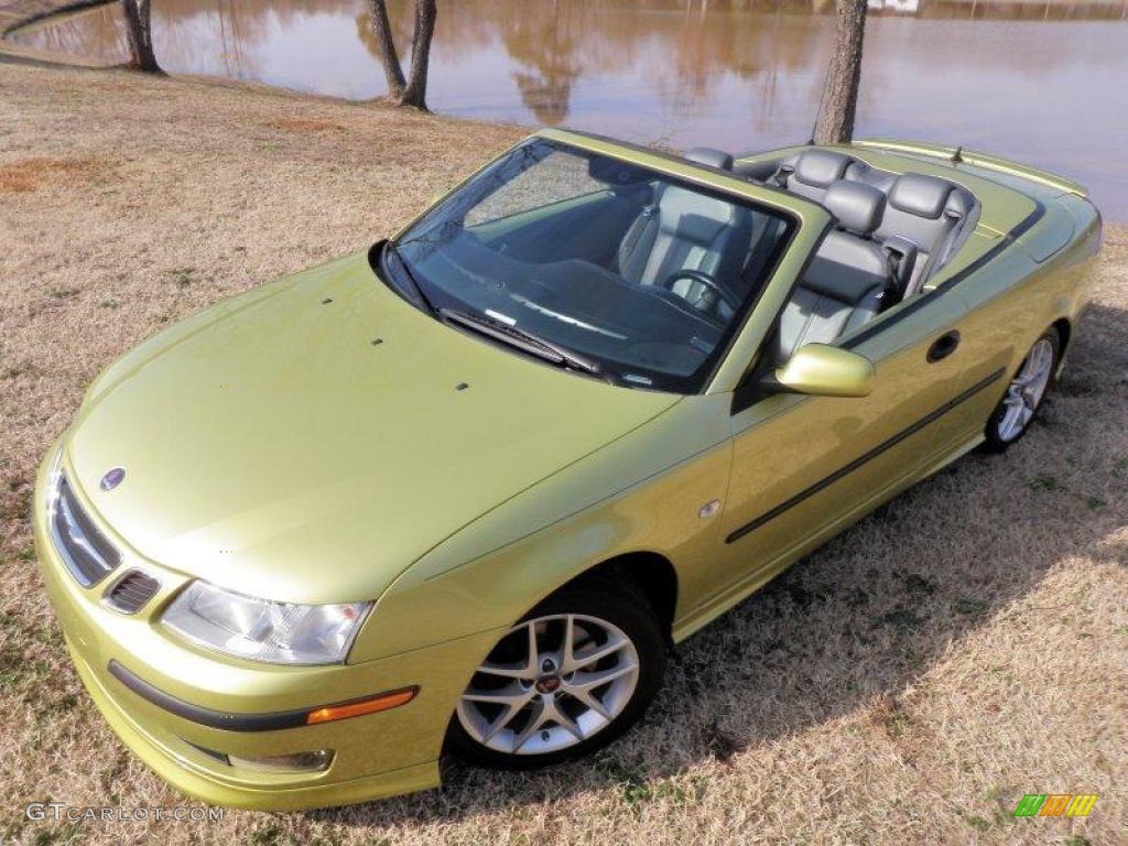 2004 9-3 Aero Convertible - Lime Yellow Metallic / Slate Gray photo #28