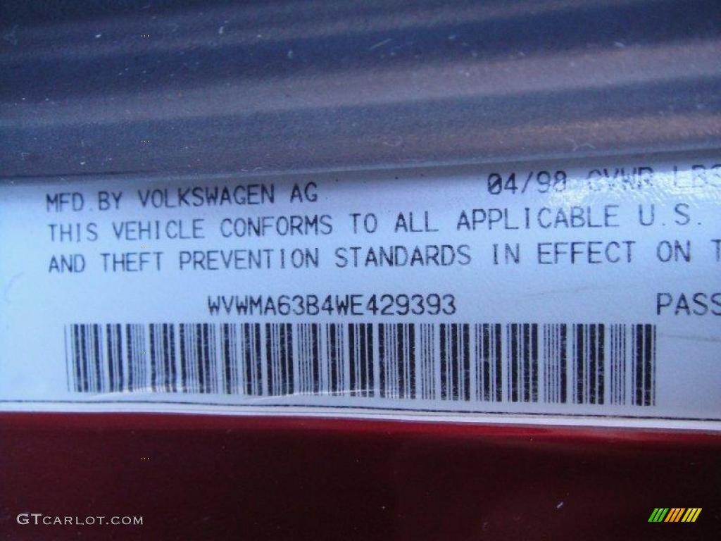 1998 Passat GLS 1.8T Sedan - Colorado Red / Black photo #13