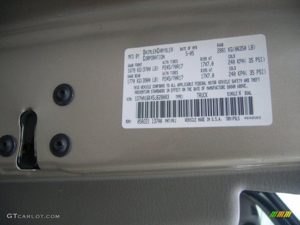 2005 Ram 1500 ST Regular Cab - Light Almond Pearl / Taupe photo #15