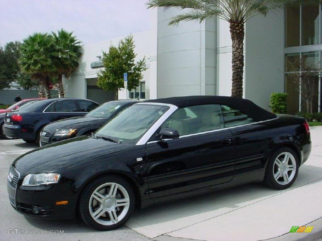 2007 A4 2.0T Cabriolet - Brilliant Black / Beige photo #2