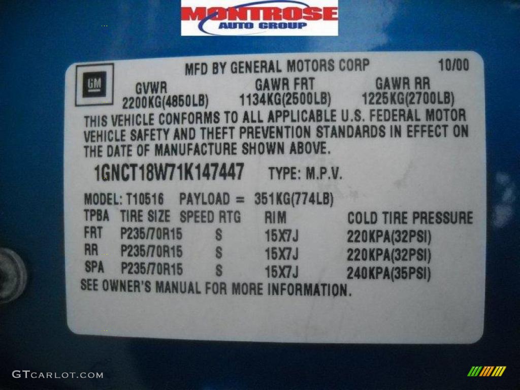 2001 Blazer LS 4x4 - Space Blue Metallic / Medium Gray photo #11