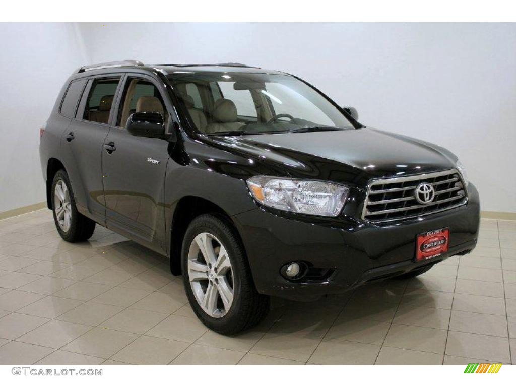 2008 Highlander Sport 4WD - Black / Sand Beige photo #1