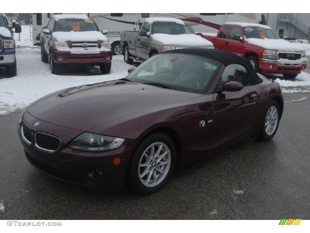 2005 Z4 2.5i Roadster - Merlot Red Metallic / Dark Beige photo #1