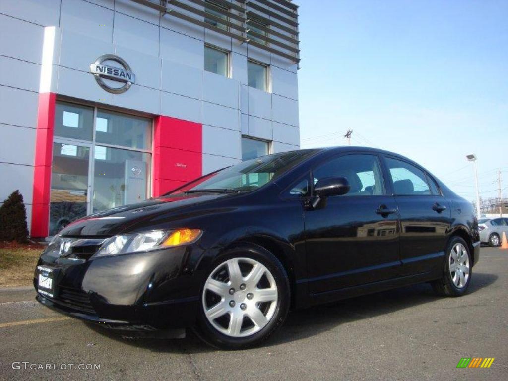 2007 Civic LX Sedan - Nighthawk Black Pearl / Gray photo #4