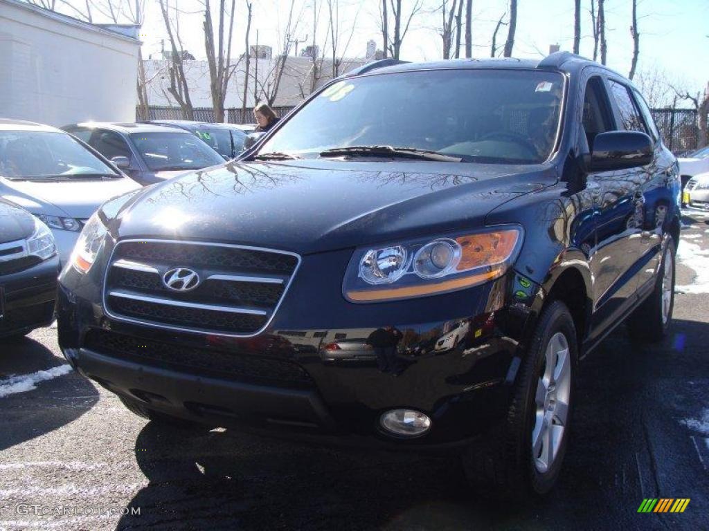 2008 Santa Fe Limited 4WD - Ebony Black / Black photo #1