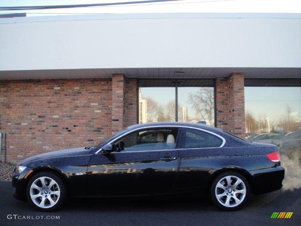 2007 3 Series 335i Coupe - Black Sapphire Metallic / Cream Beige photo #3