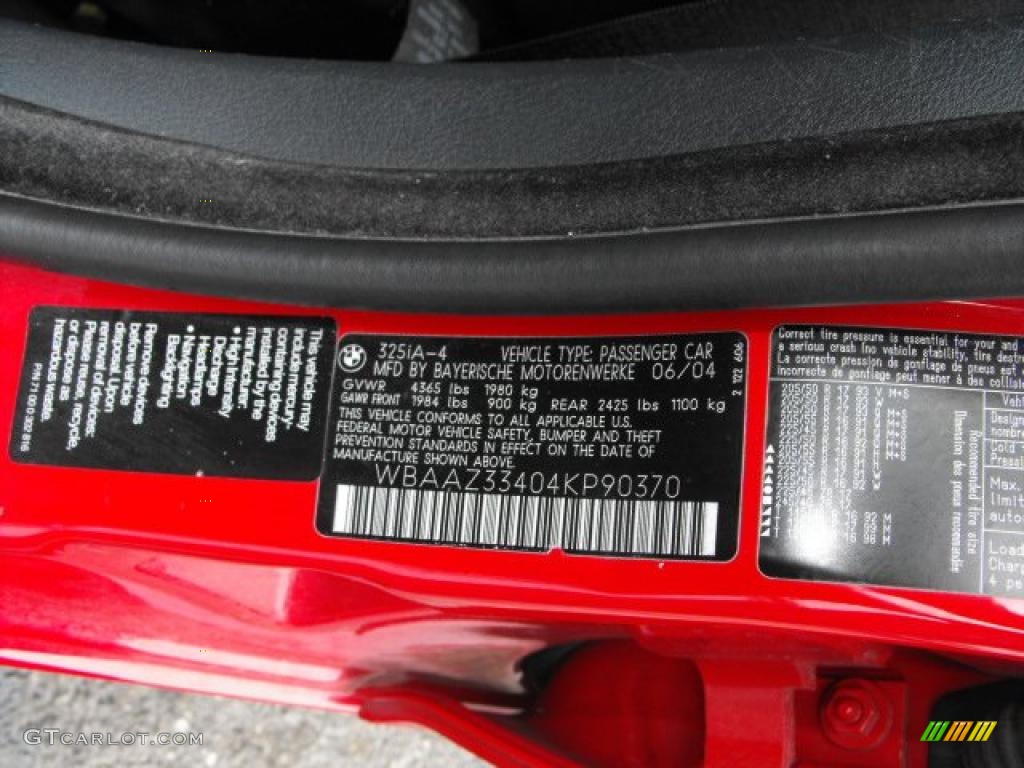 2004 3 Series 325i Sedan - Imola Red / Black photo #22