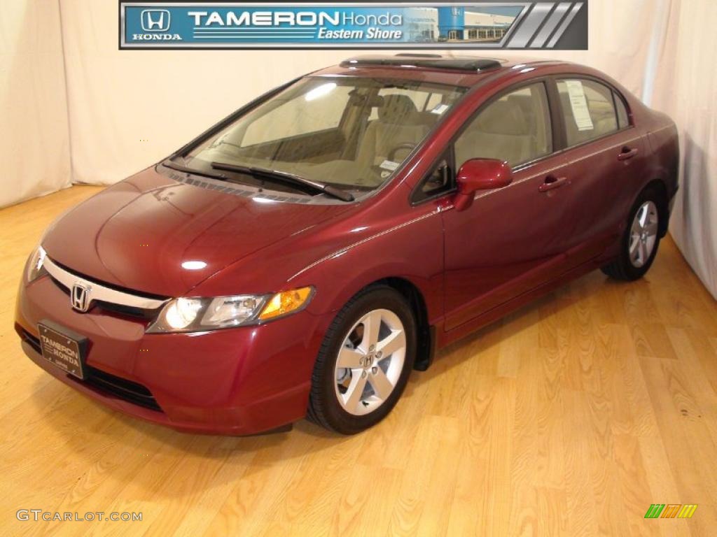 2007 Civic EX Sedan - Tango Red Pearl / Ivory photo #1