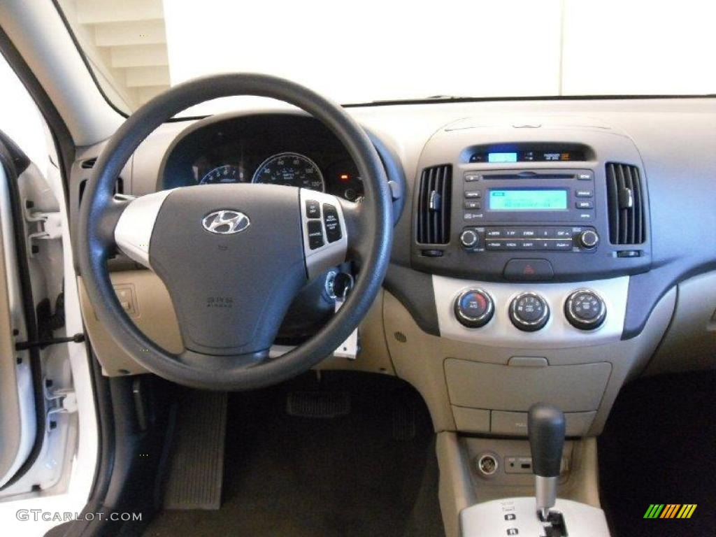 2009 Elantra SE Sedan - Captiva White / Beige photo #28