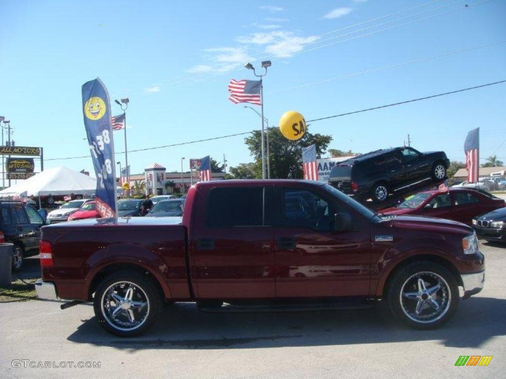 2005 F150 Lariat SuperCrew - Dark Toreador Red Metallic / Black photo #2