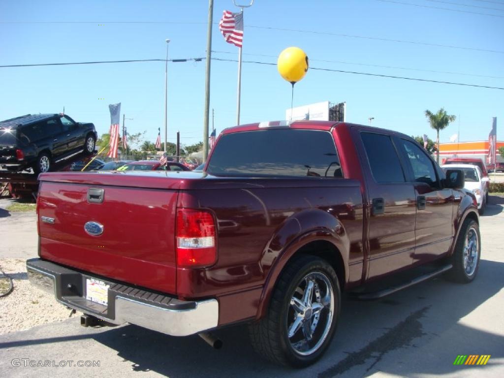 2005 F150 Lariat SuperCrew - Dark Toreador Red Metallic / Black photo #3
