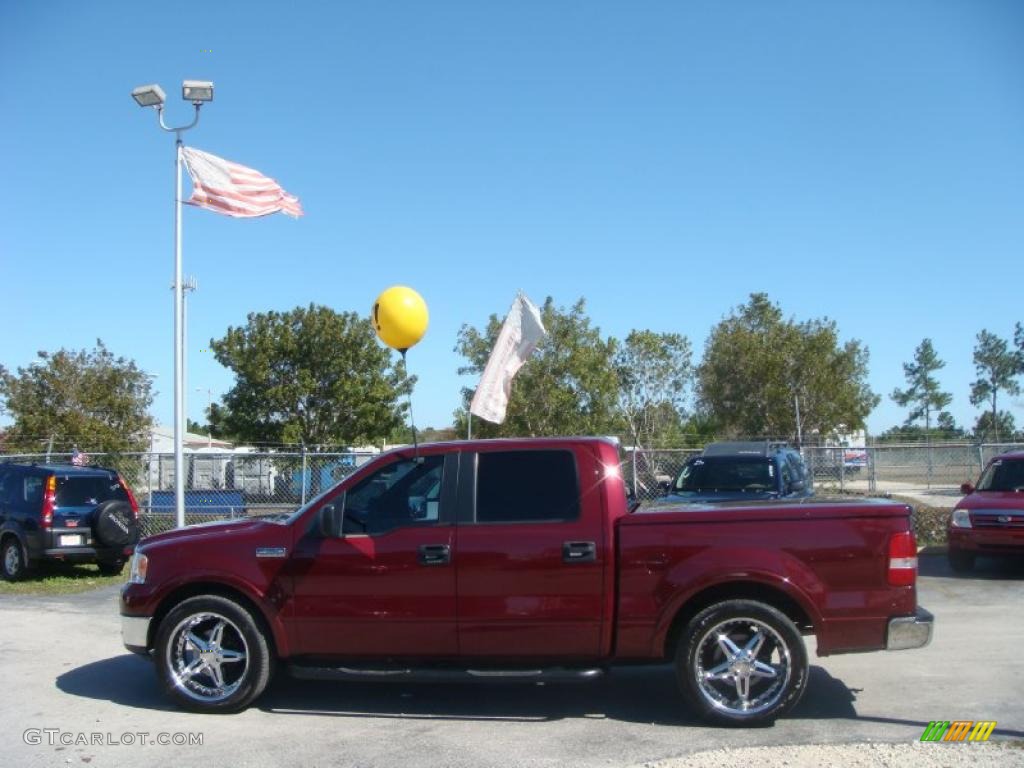 2005 F150 Lariat SuperCrew - Dark Toreador Red Metallic / Black photo #6