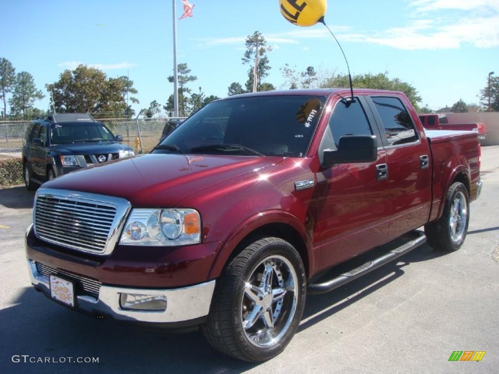 2005 F150 Lariat SuperCrew - Dark Toreador Red Metallic / Black photo #7