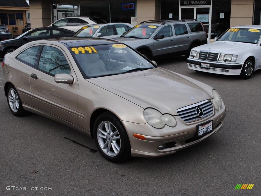 2002 C 230 Kompressor Coupe - Desert Silver Metallic / Java photo #1