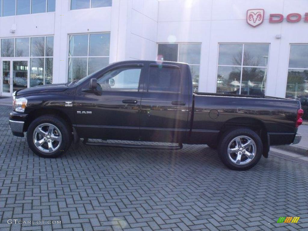 2008 Ram 1500 Big Horn Edition Quad Cab - Brilliant Black Crystal Pearl / Medium Slate Gray photo #2