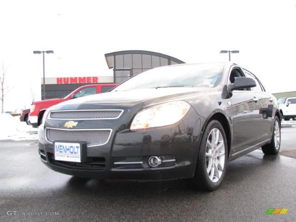 2008 Malibu LTZ Sedan - Black Granite Metallic / Ebony/Brick Red photo #2