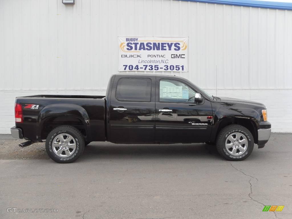 2010 Sierra 1500 SLT Crew Cab 4x4 - Onyx Black / Very Dark Cashmere/Light Cashmere photo #1