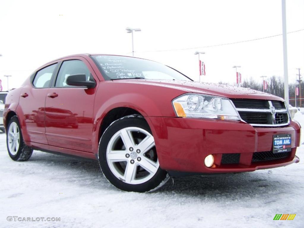 2008 Avenger SXT - Inferno Red Crystal Pearl / Dark Slate Gray/Light Slate Gray photo #1