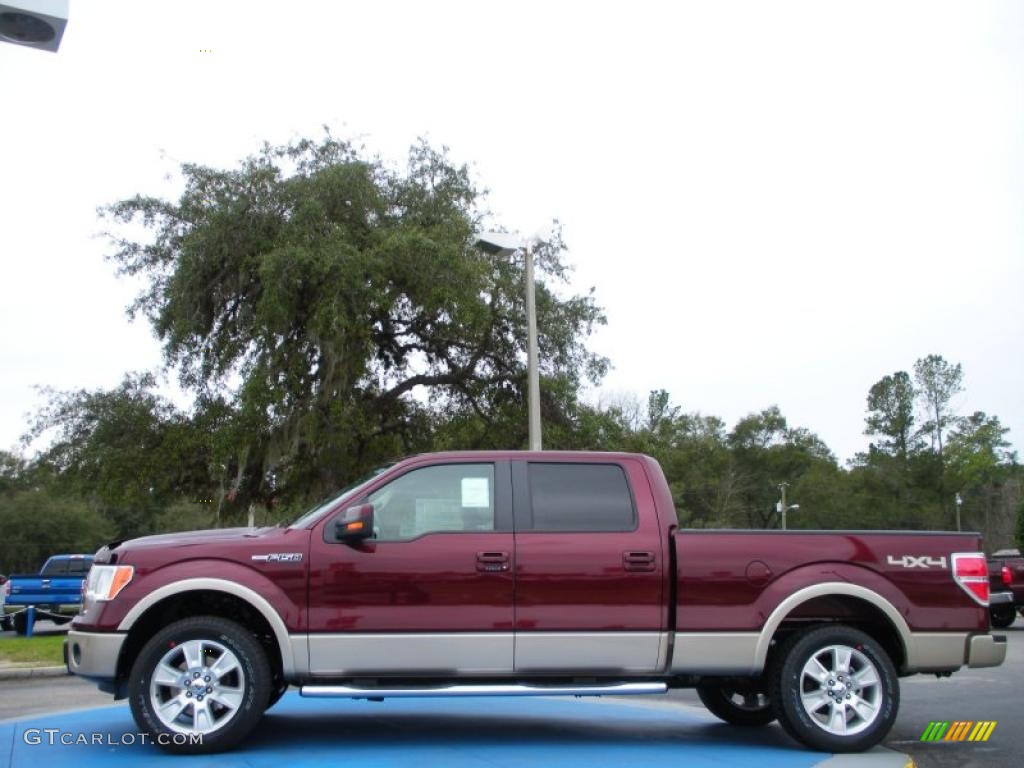 2010 F150 Lariat SuperCrew 4x4 - Royal Red Metallic / Tan photo #2