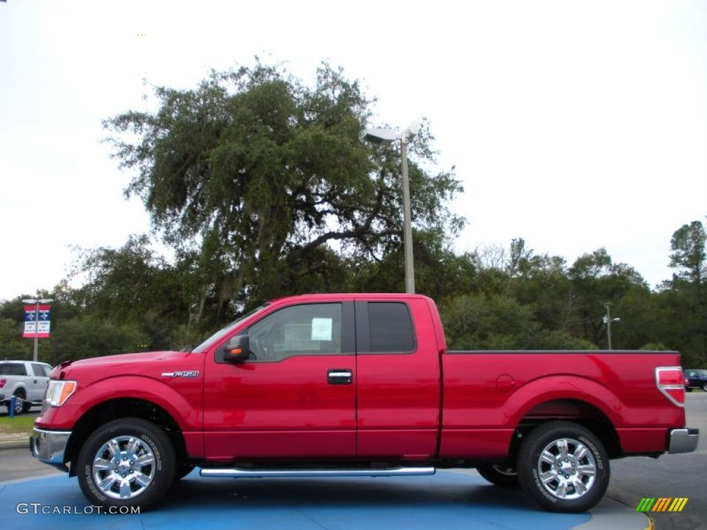 2010 F150 XLT SuperCab - Red Candy Metallic / Medium Stone photo #2