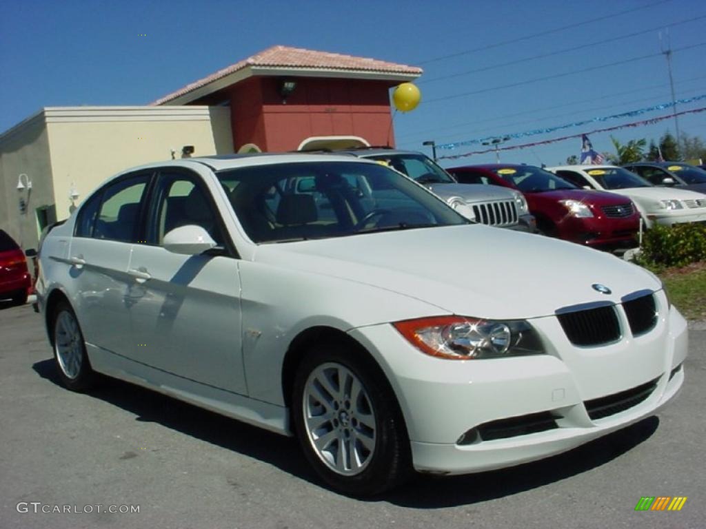 2007 3 Series 328i Sedan - Alpine White / Beige photo #1
