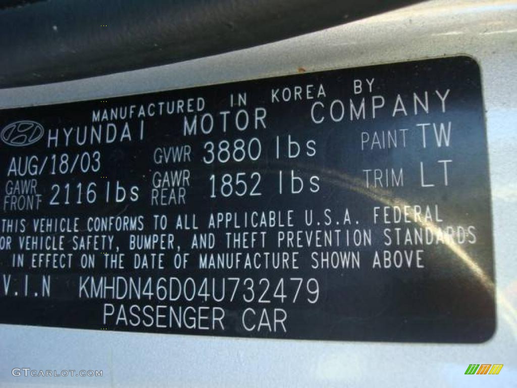 2004 Elantra GLS Sedan - Sterling Silver / Gray photo #20